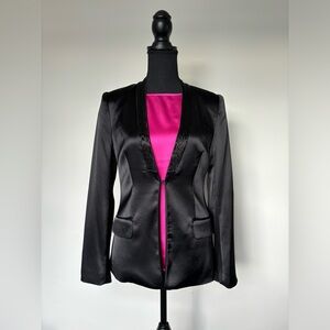 NWOT Aidan Mattox Women’s Black Satin Blazer Jacket  With Beads Size 4